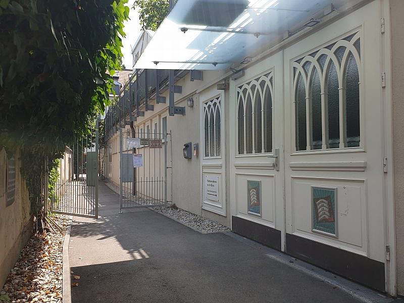 Path in front of house facade