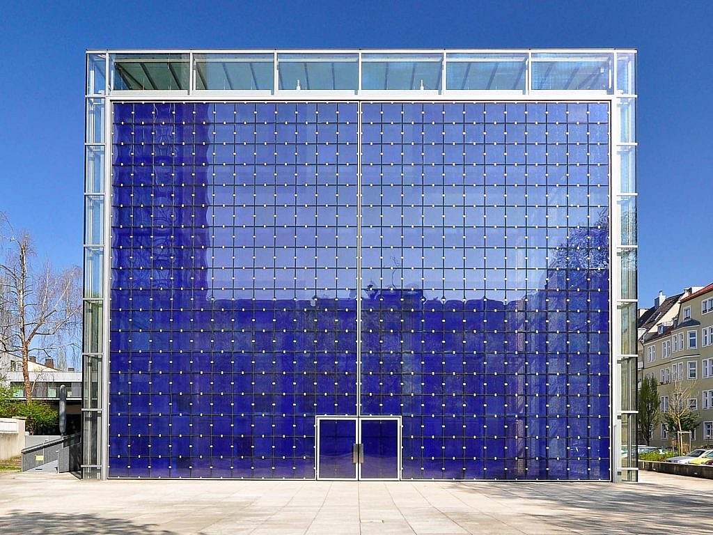 Front of the glass building