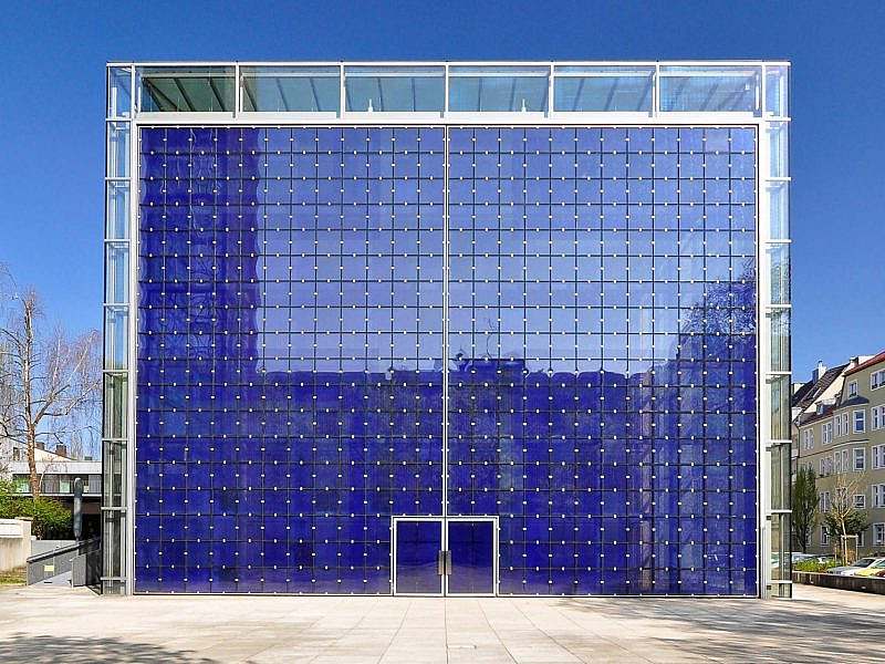 Front of the glass building